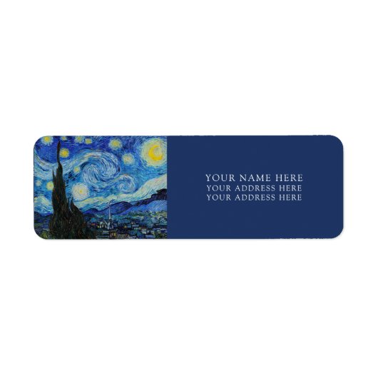 VAN GOGH "STARRY NIGHT" ÉTIQUETTE D'ADRESSE DE RET (Devant)