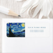 VAN GOGH "STARRY NIGHT" ÉTIQUETTE D'ADRESSE DE RET (En situation)
