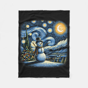 Van Gogh Starry Night Kerstmis Sneeuwman Winter Sn Fleece Deken