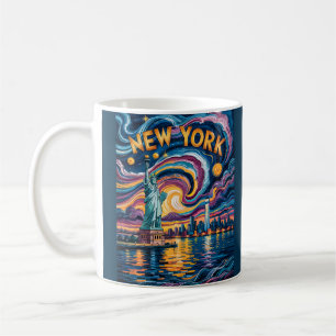 Van Gogh Starry Night New York Liberty Skyline Kun Koffiemok