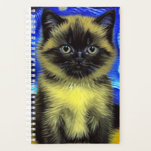 Van Gogh Starry Nuit Siamese Cat