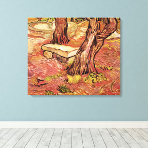 Van Gogh Stenen Bank in Tuin, St Paul Ziekenhuis Canvas Afdruk