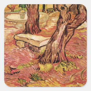 Van Gogh stenen bank in tuin, St Paul Ziekenhuis Vierkante Sticker