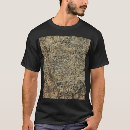 van gogh sternachttekening t-shirt (Voorkant)