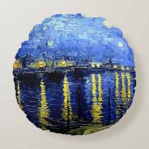 Van Gogh - Sterrennacht aan de Rhône Rond Kussen