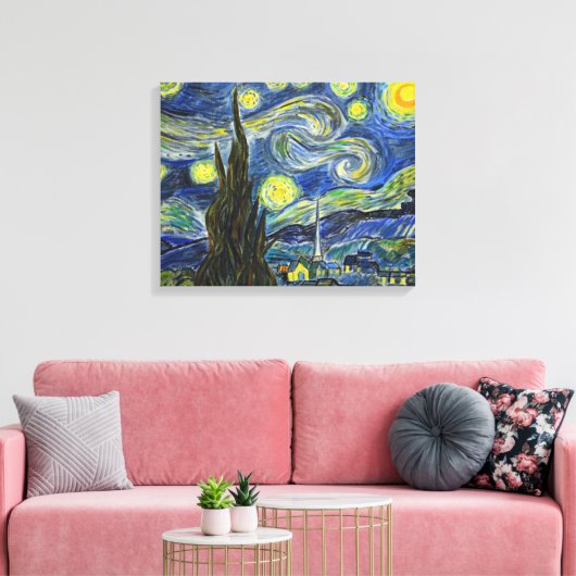 Van Gogh Sterrennacht. Acryl op canvas. Canvas Afdruk (Insitu (Woonkamer))