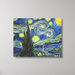 Van Gogh Sterrennacht. Acryl op canvas. Canvas Afdruk