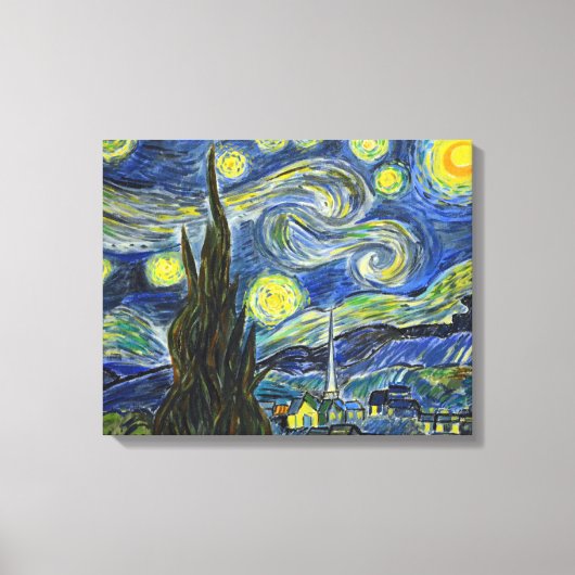 Van Gogh Sterrennacht. Acryl op canvas. Canvas Afdruk (Voorkant)