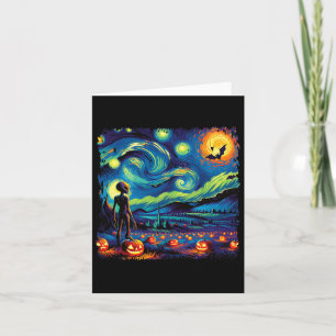 Van Gogh Sterrennacht Alien Man Halloween Herfst P Kaart