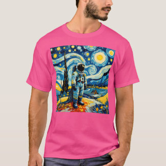 Van Gogh Sterrennacht Astronaut Space Lovers T-shirt