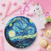 Van Gogh - Sterrennacht, beroemd schilderij Papieren Bordje (Feest)