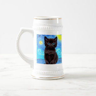 Van Gogh Sterrennacht Black Cat Bierpul