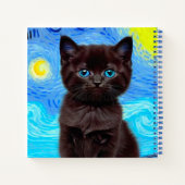 Van Gogh Sterrennacht Black Cat Notitieboek (Achterkant)
