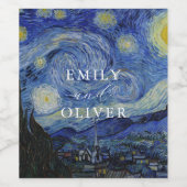 Van Gogh Sterrennacht bruiloft Wijn Etiket (Enkel label)