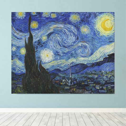 Van Gogh - Sterrennacht Canvas Print (Insitu (Houten vloer))