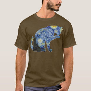 Van Gogh Sterrennacht Cat Art Van Gogh Painting Ae T-shirt