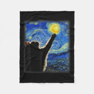 Van Gogh Sterrennacht Cat - Clic Fit, Cat Lover_mo Fleece Deken