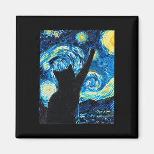 Van Gogh Sterrennacht Cat Lover Kitten Magneet
