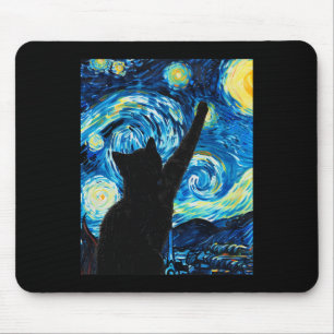 Van Gogh Sterrennacht Cat Lover Kitten Muismat