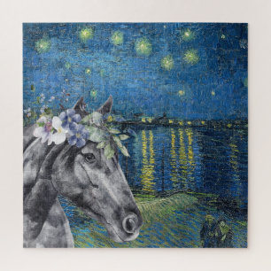 Van Gogh Sterrennacht en Black Horse Compilation Legpuzzel