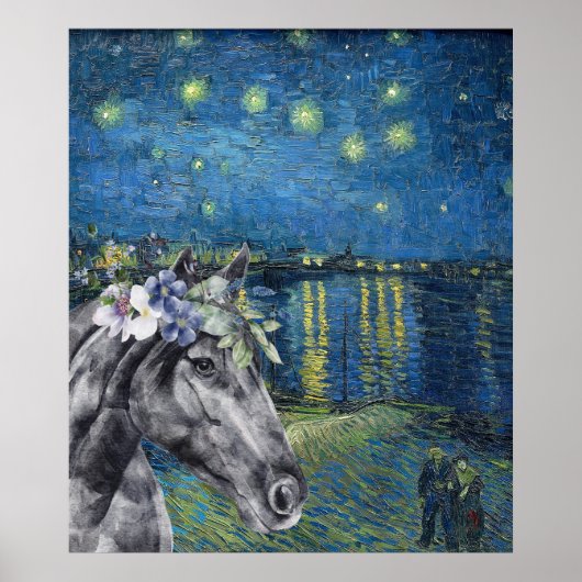 Van Gogh Sterrennacht en Black Horse Compilation Poster (Voorkant)