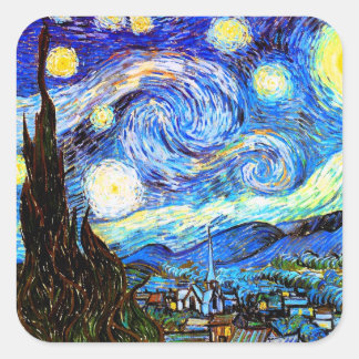 Van Gogh Sterrennacht Fine Art Vierkante Sticker