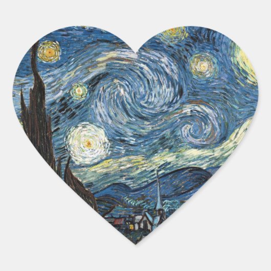 Van Gogh Sterrennacht Hart Sticker (Voorkant)