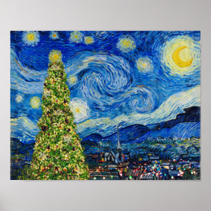 Van Gogh Sterrennacht - kerstboom Poster