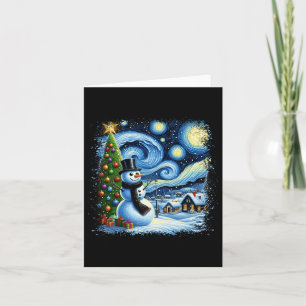 Van Gogh Sterrennacht Kerstman Snowy Nigh Kaart