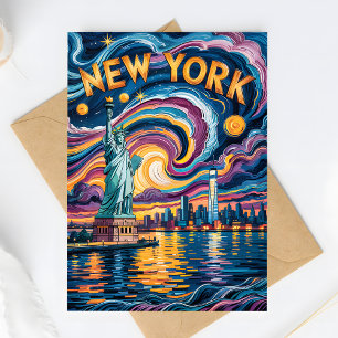 Van Gogh Sterrennacht New York Liberty Travel Briefkaart