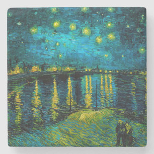 Van Gogh Sterrennacht over de Rhône Stenen Onderzetter