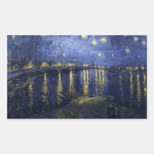 Van Gogh Sterrennacht over de Rijn Rechthoekige Sticker
