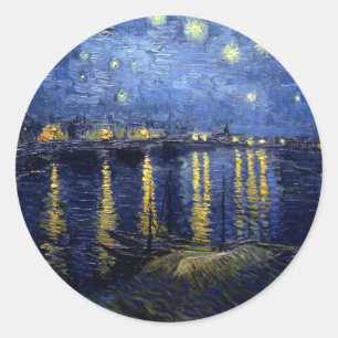 Van Gogh Sterrennacht over Rhone Ronde Sticker