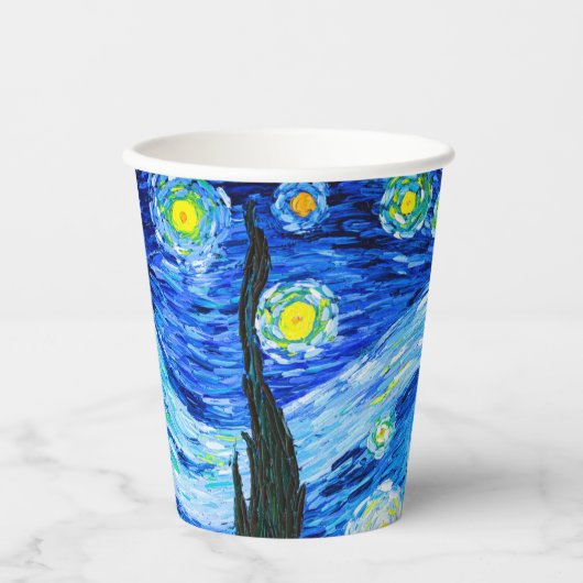 Van Gogh Sterrennacht Papieren Bekers (Voorkant)