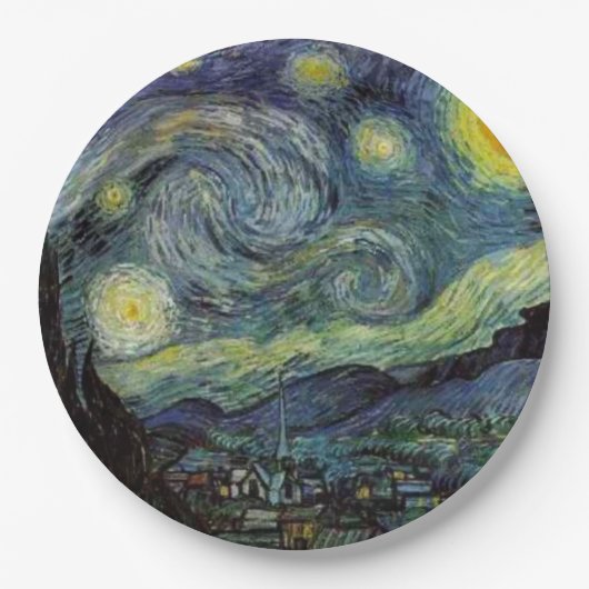 Van Gogh Sterrennacht Papieren Bordje (Voorkant)