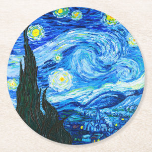 Van Gogh Sterrennacht Ronde Kartonnen Onderzetter