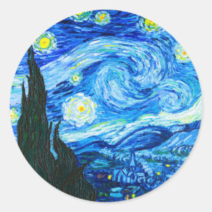 Van Gogh Sterrennacht Ronde Sticker