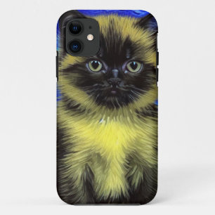Van Gogh Sterrennacht Siamese kat iPhone 11 Hoesje