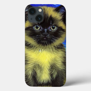 Van Gogh Sterrennacht Siamese kat iPhone 13 Hoesje