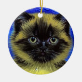 Van Gogh Sterrennacht Siamese kat Keramisch Ornament (Voorkant)