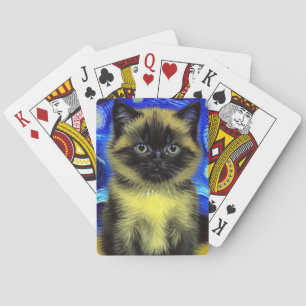 Van Gogh Sterrennacht Siamese kat Pokerkaarten