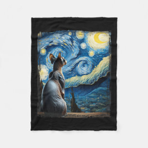 Van Gogh Sterrennacht Stijl Artistieke Sphynx Kat Fleece Deken
