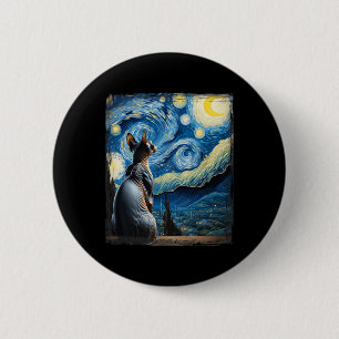 Van Gogh Sterrennacht Stijl Artistieke Sphynx Kat Ronde Button 5,7 Cm