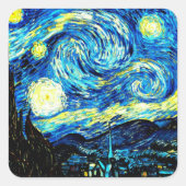 Van Gogh - Sterrennacht Vierkante Sticker (Voorkant)