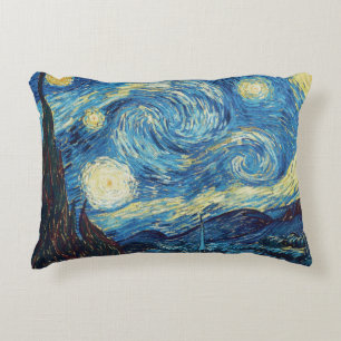 Van Gogh Sterrennacht Vintage Blauw Meesterwerk Accent Kussen