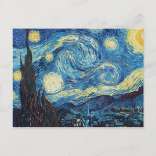 Van Gogh Sterrennacht Vintage Blauw Meesterwerk Briefkaart