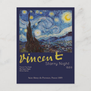 Van Gogh Sterrennacht Vintage Blauw Meesterwerk Briefkaart