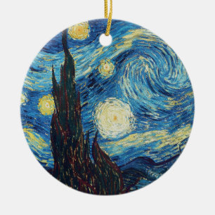Van Gogh Sterrennacht Vintage Blauw Meesterwerk Keramisch Ornament