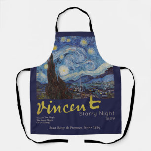 Van Gogh Sterrennacht Vintage Blauw Meesterwerk Schort