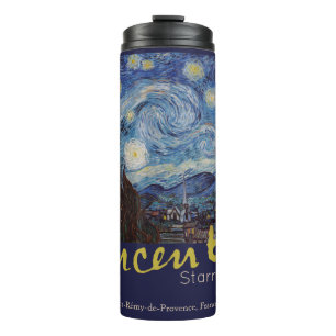 Van Gogh Sterrennacht Vintage Blauw Meesterwerk Thermosbeker